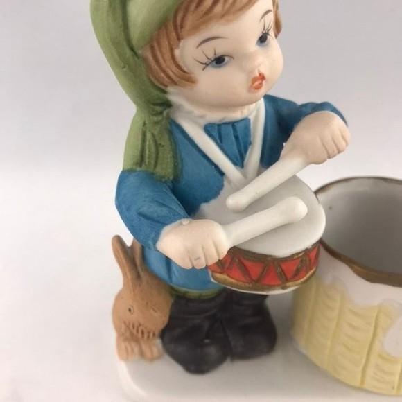 VTG Jasco Luvkins Little Drummer Boy Bisque Porcelain Christmas Candle Votive - Picture 5 of 8
